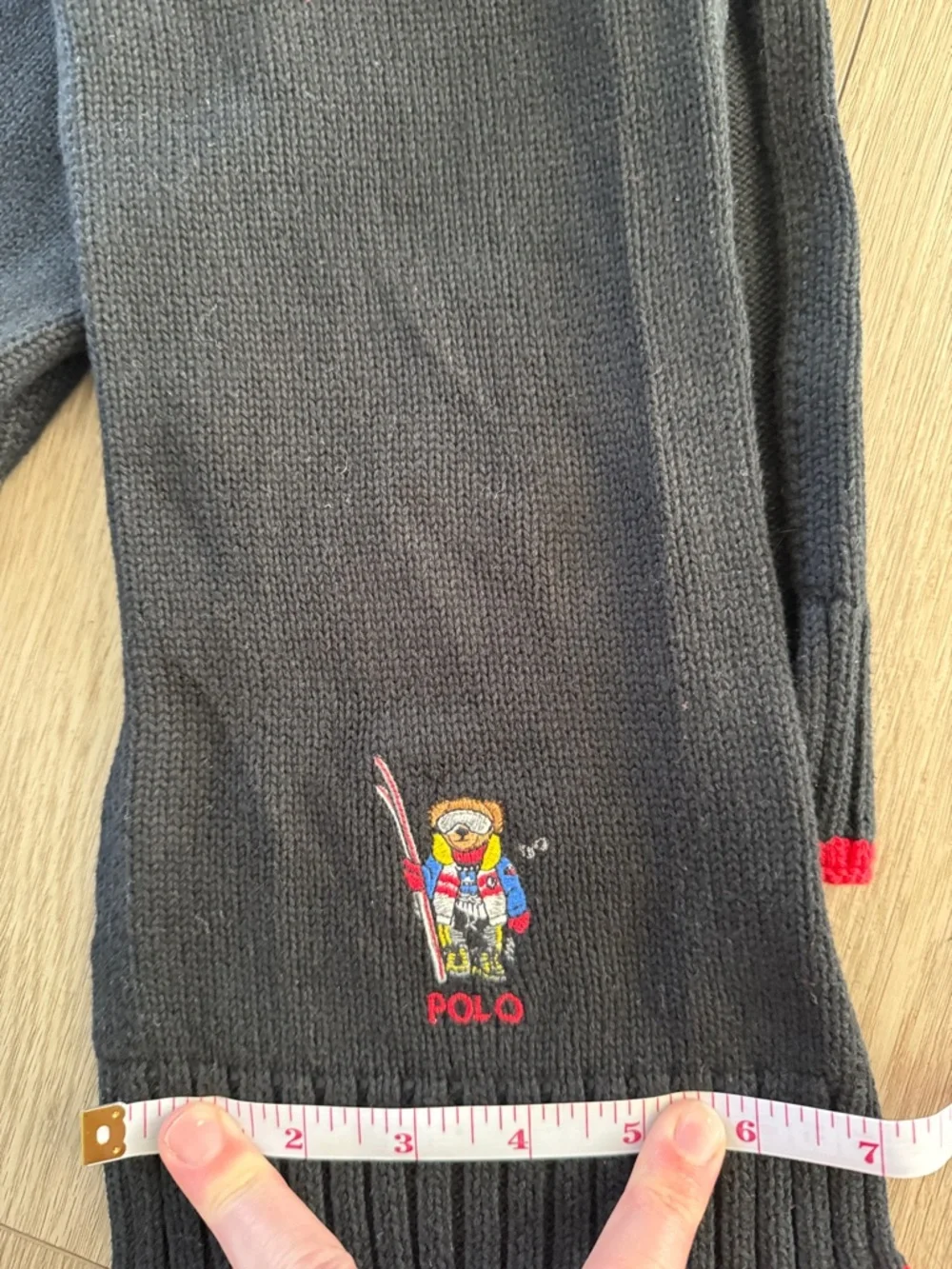 Polo by Ralph Lauren black and red Hat and Scarf Set Big Bear Ski size 8-20 kid